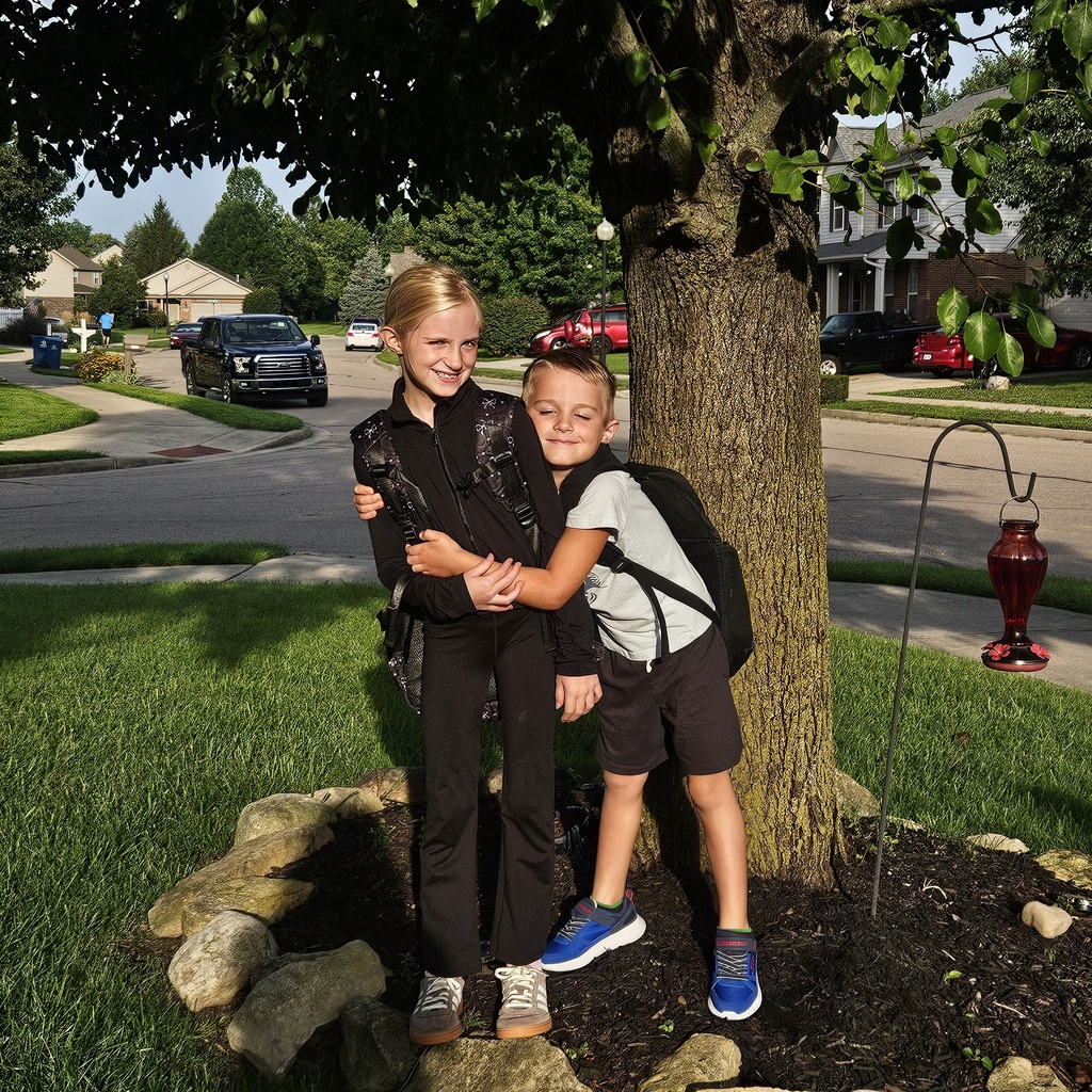 Tipp City Schools students posing for first day photos.