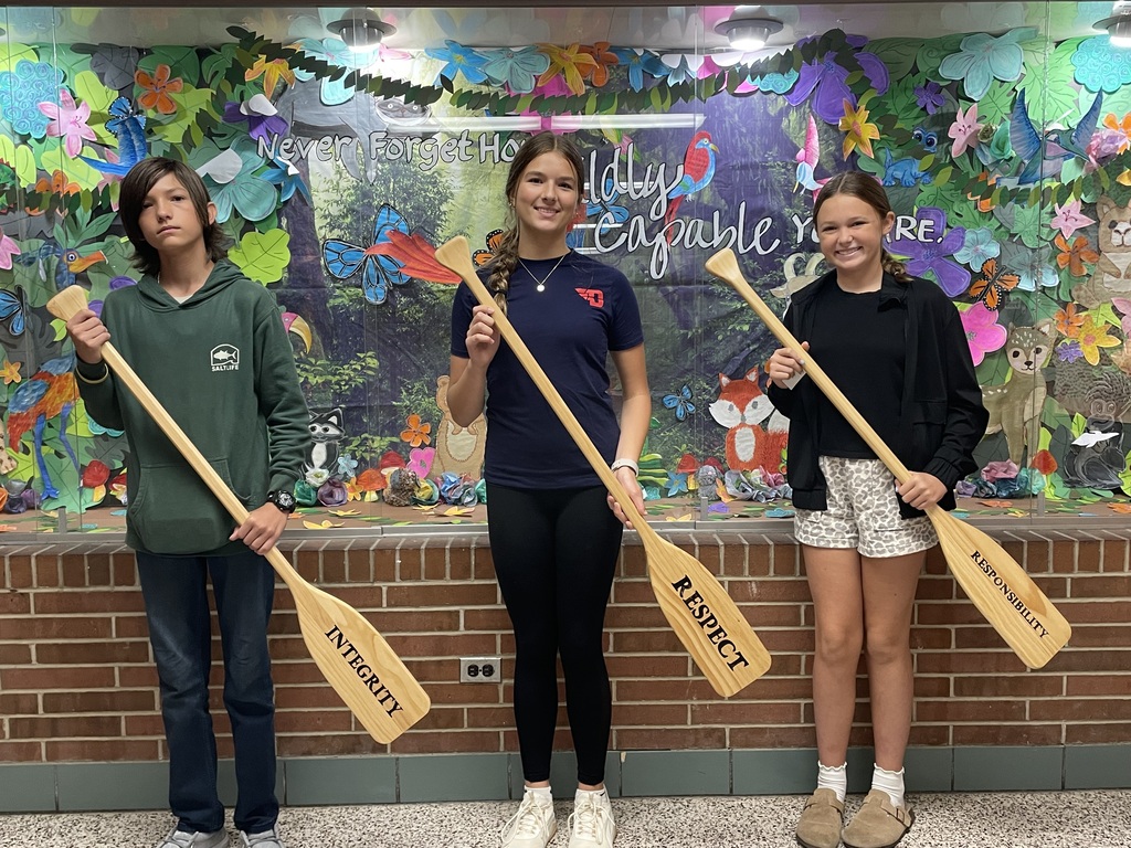 Tippecanoe Middle School Crew of the Week holding the oars for integrity, respect, and responsibility.