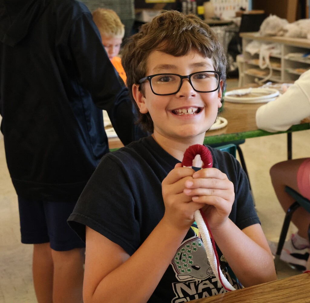 L.T. Ball fifth graders are learning how to weave a basket.