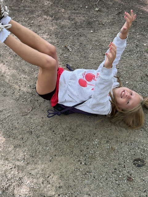 Second graders at Charleston Falls.  A student acts like a possum.  