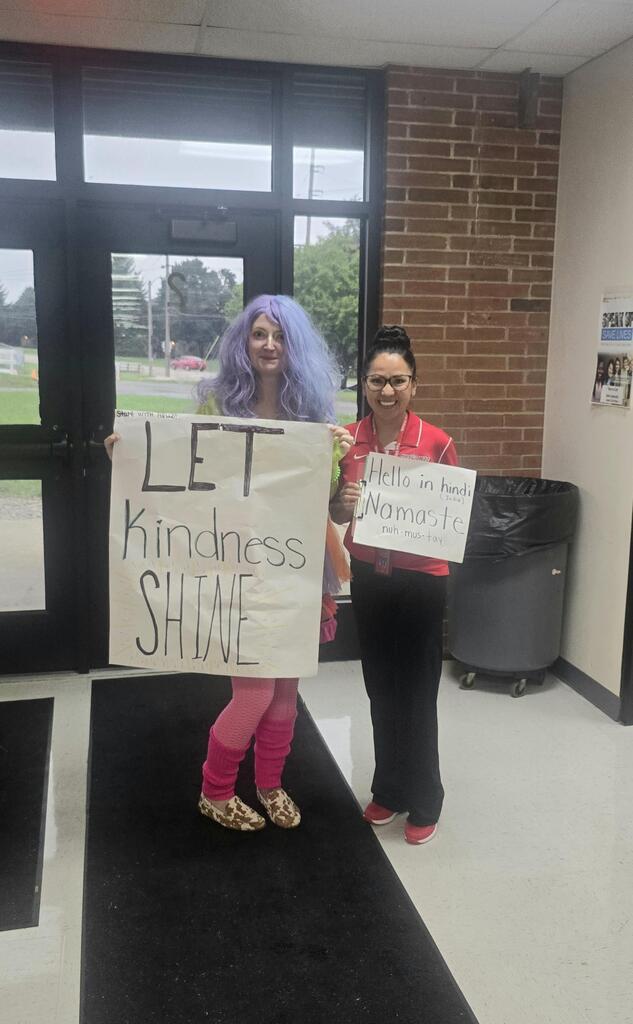 TMS students and staff dressed in neon and sparkles for Start with Hello.