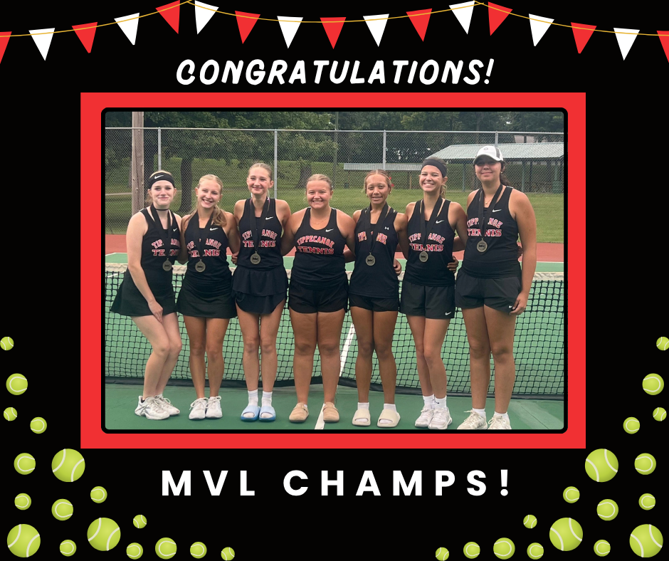 Tippecanoe High School girls tennis team pose after becoming the MVL Champs