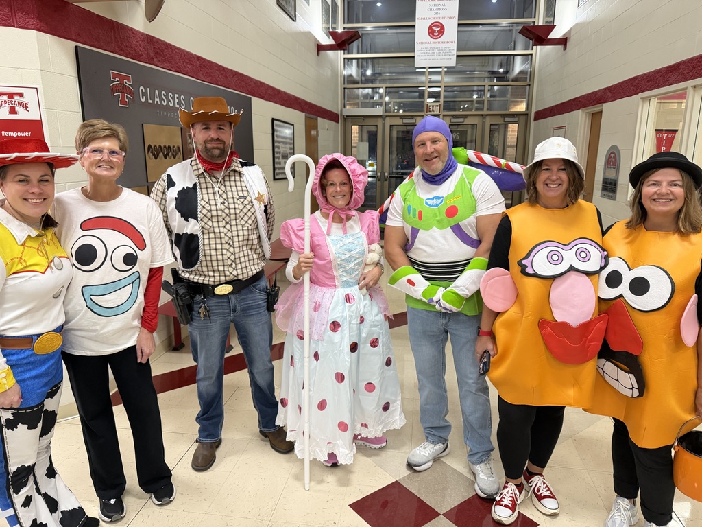 THS front office staff dressed up as the characters from Toy Story.