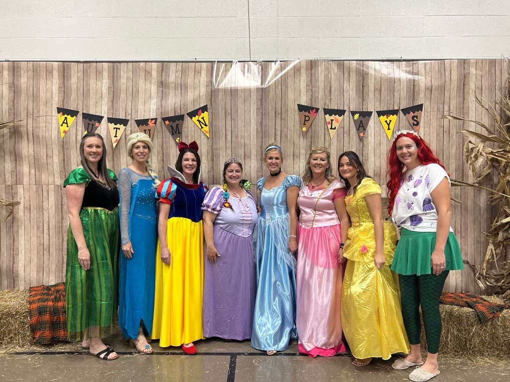 Staff dressed as princesses.