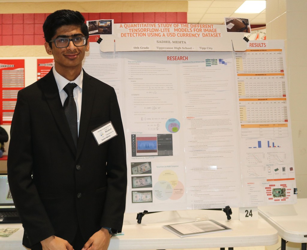 Sadhil Mehta, grand prize award winner at Miami County Science Day.