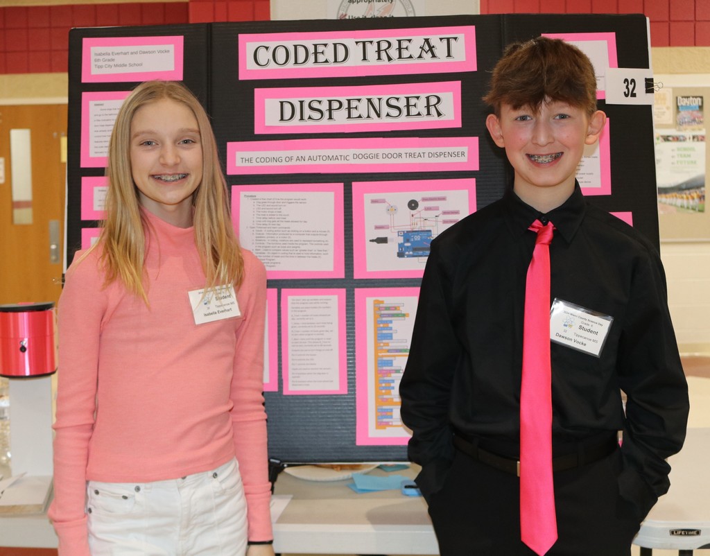 Two TMS students with their science project.