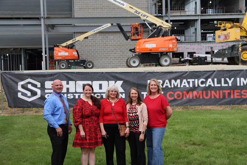 BOE members with Mr. Moran after the beam topping ceremony.