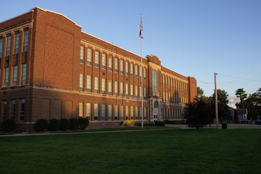 High School at sunset