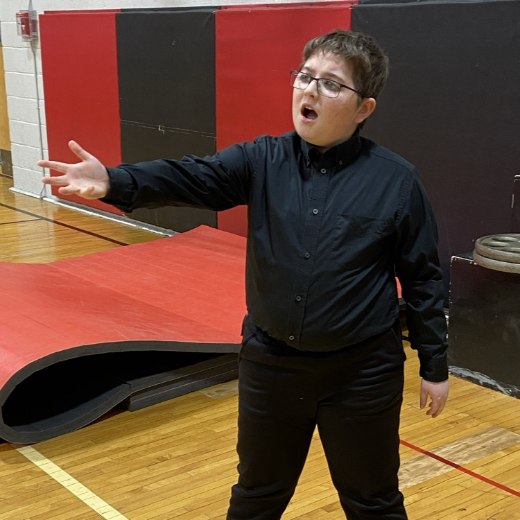 Logan Borseth practicing his Solo Musical Theatre piece