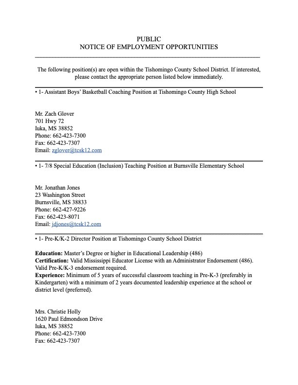 Public Job Openings 09/22/26