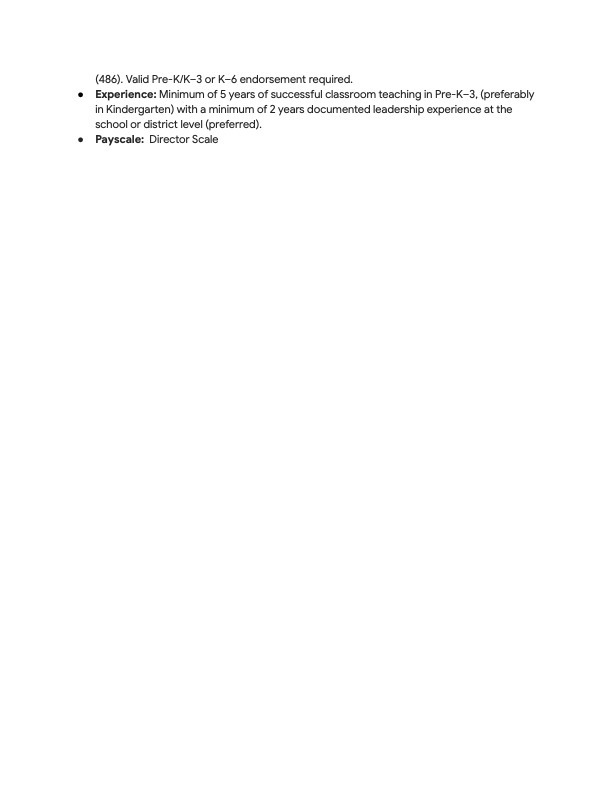Pre-K & K-2 Curriculum Director Job Description Part 2
