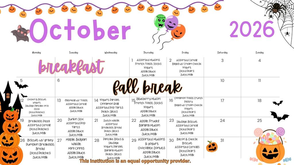 October Breakfast Menu