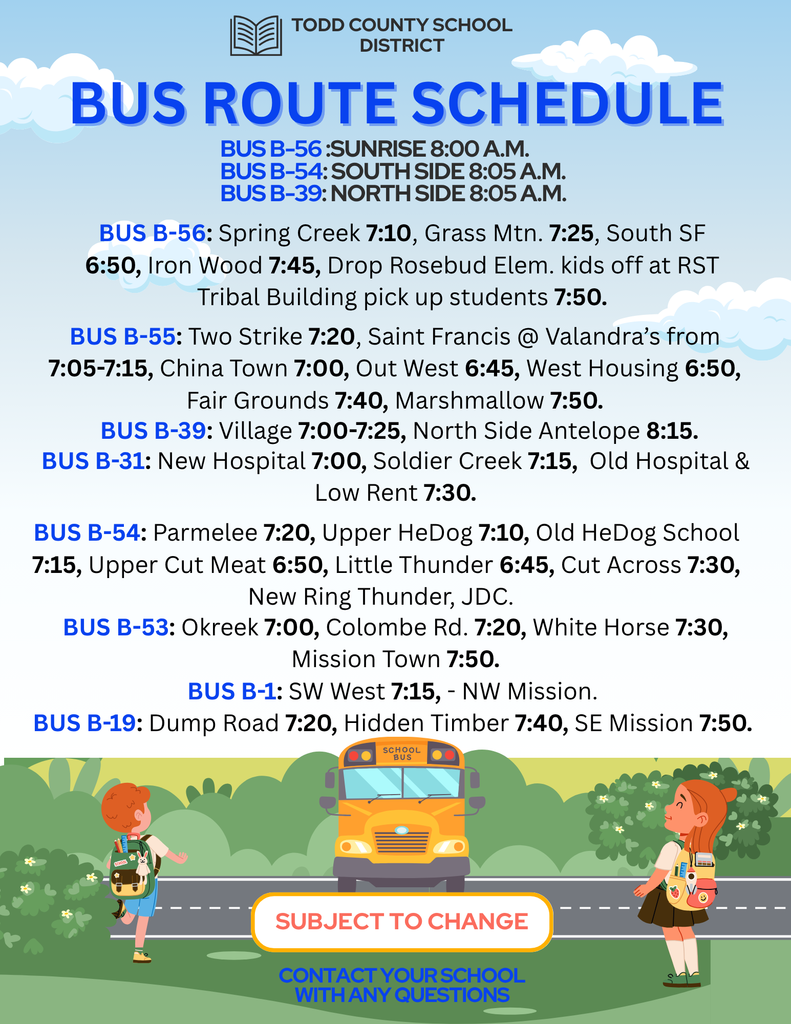 Bus Route Schedule 8/7/25