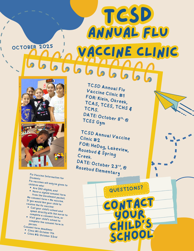 TCSD annual flu vaccine clinic info flyer