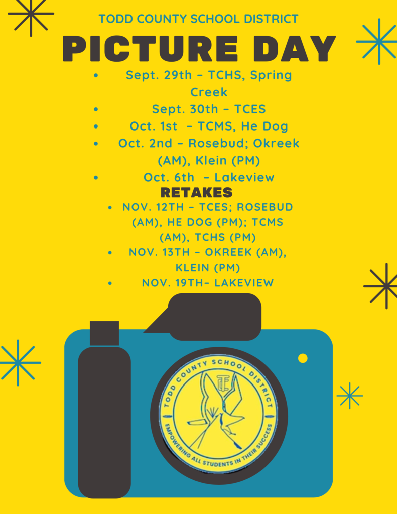 TCSD picture day schedule info flyer. 