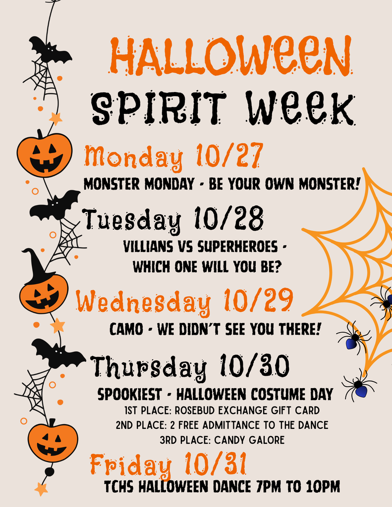 Halloween spirit week info flyer