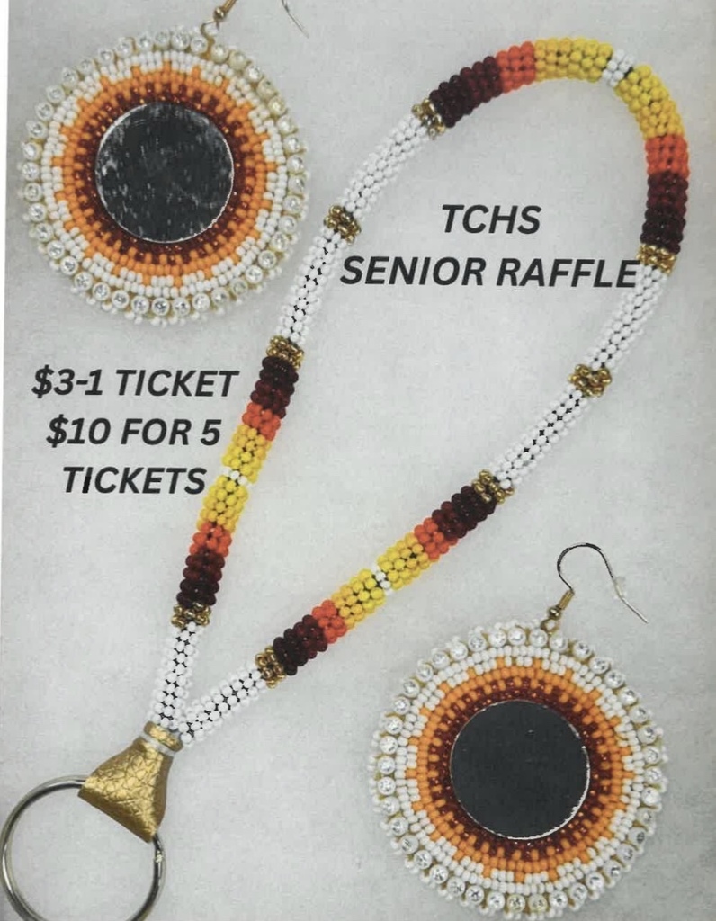 TCHS Senior Raffle Beaded lanyard and matching earrings 