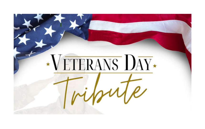 Veterans Day Tribute with American Flag and washed out Veteran