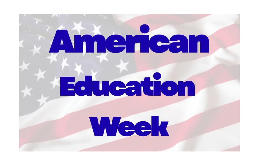 American Education Week with American flag background