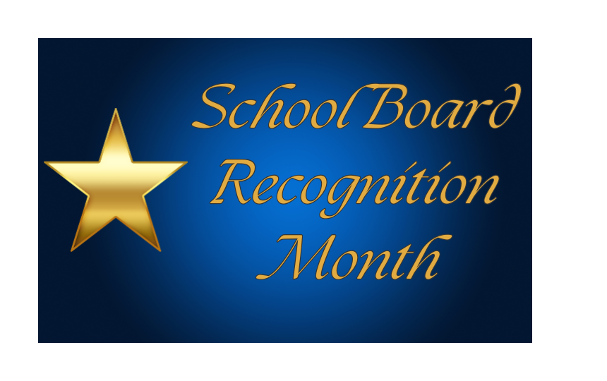 School Board Recognition Month with Gold Star and blue/black background