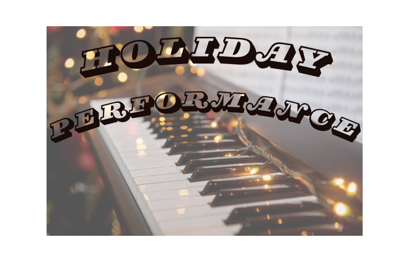 Holiday Performance with washed out piano and light strand