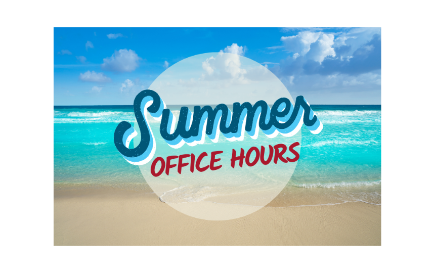Summer Office Hours with a beach and waves in the background