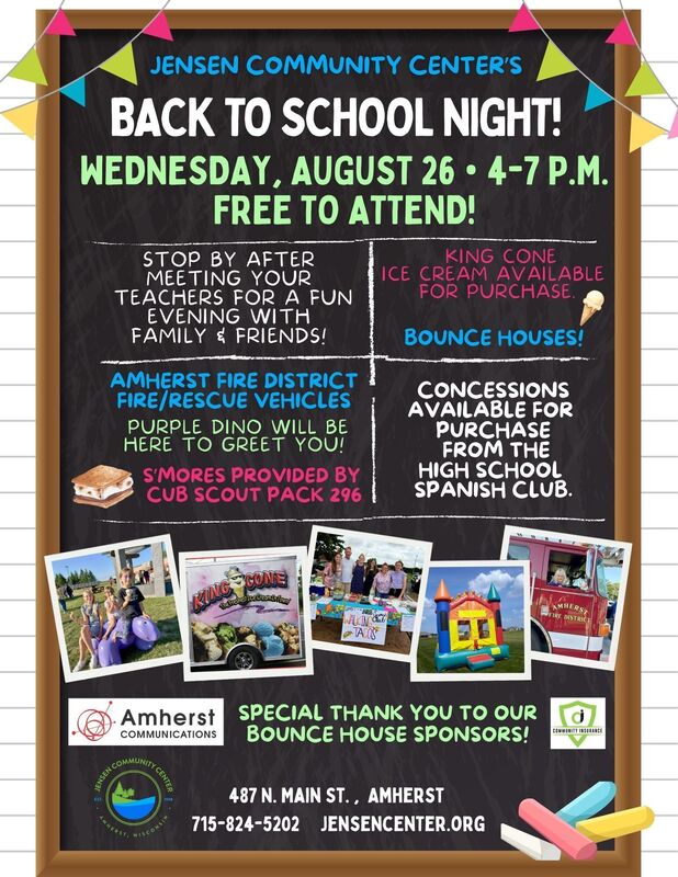 Back to School Night Flyer from the Jensen Community Center