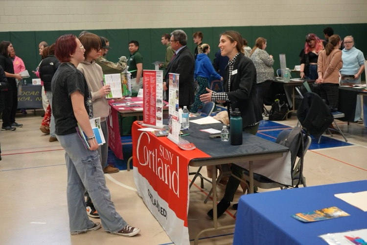 students at Pathways to your future fair with SUNY Cortland