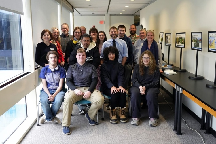 Anna Kelles visits ptech students to discuss HABs. Group poses for a smiling shot all together 
