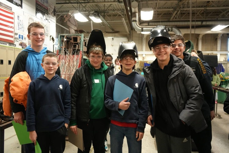 8th graders visiting CTE Programs from component school districts in welding