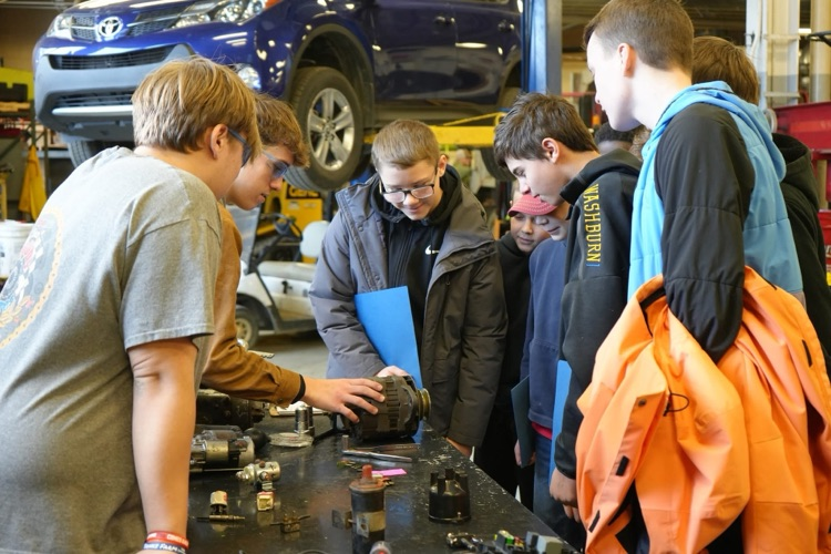 8th graders visiting CTE Programs from component school districts in heavy equipment