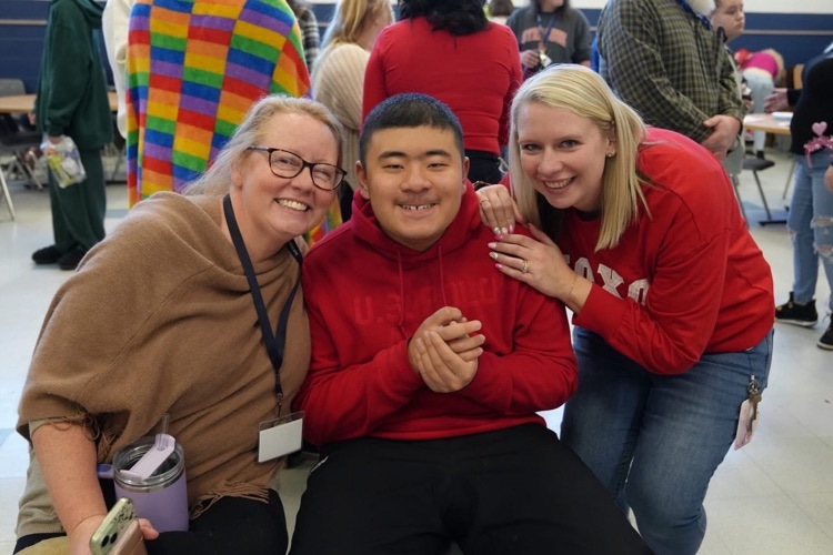  A group photo of students and staff celebrating at the annual Smith School Friendship Dance.