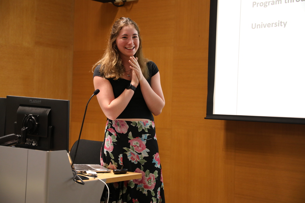 a student presenting to the room