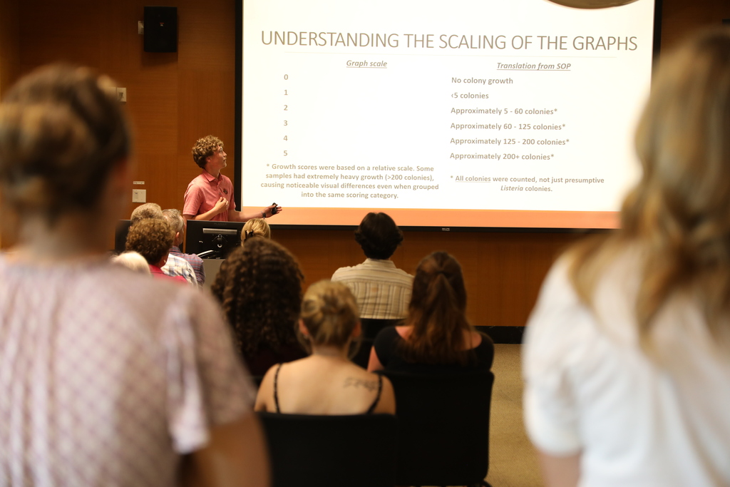 a student presenting to the room