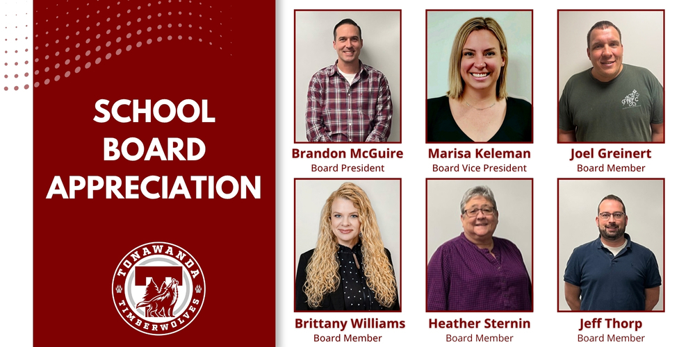 school board appreciation week graphic with pictures of members