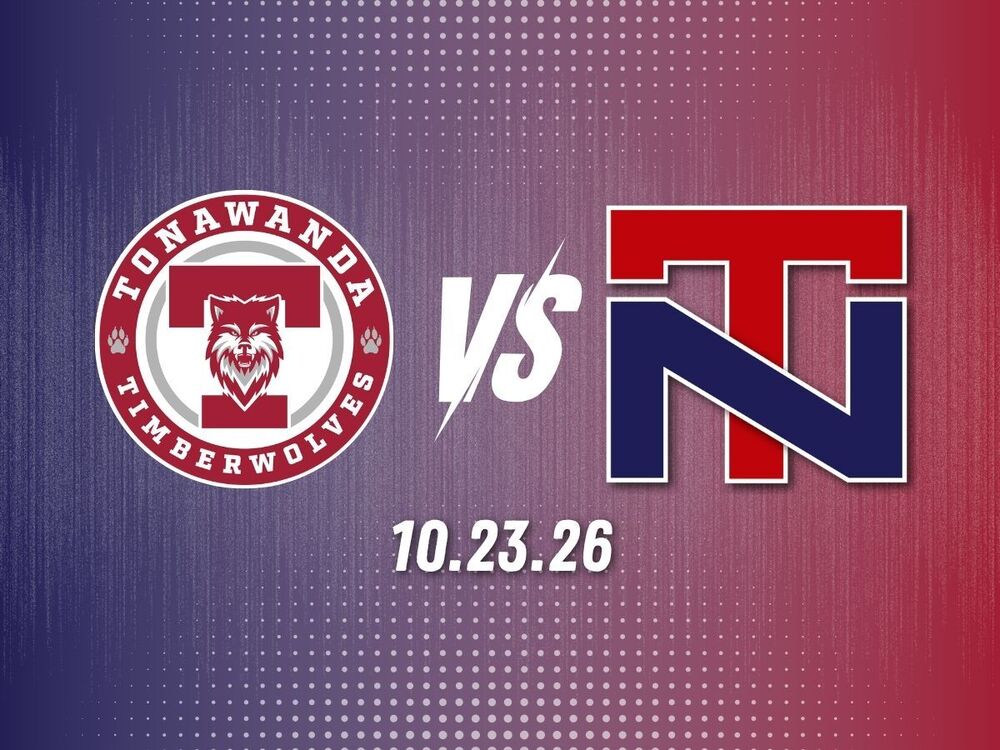 tonawanda log and NT logo on red and blue background with 10.23.26