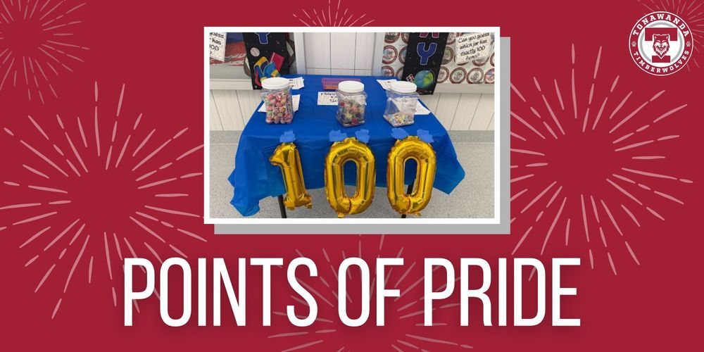 points of pride with photo of 100 balloons and jars of items to guess