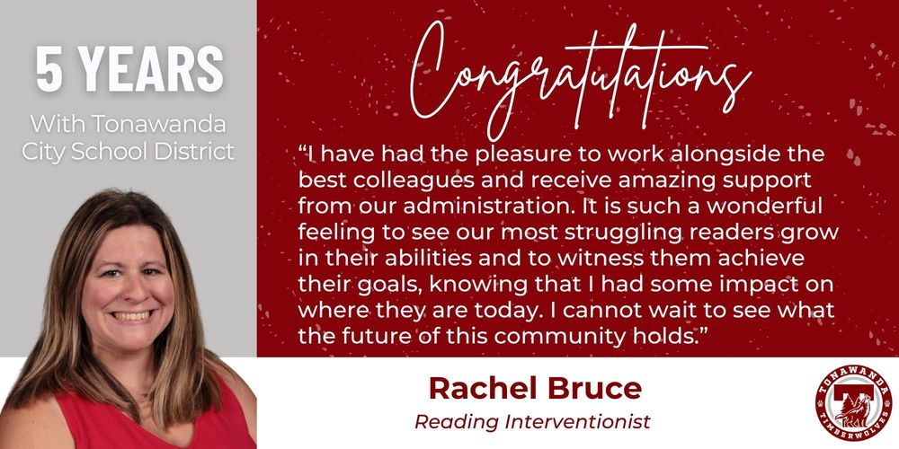 Congratulations, 5 years, Rachel Bruce