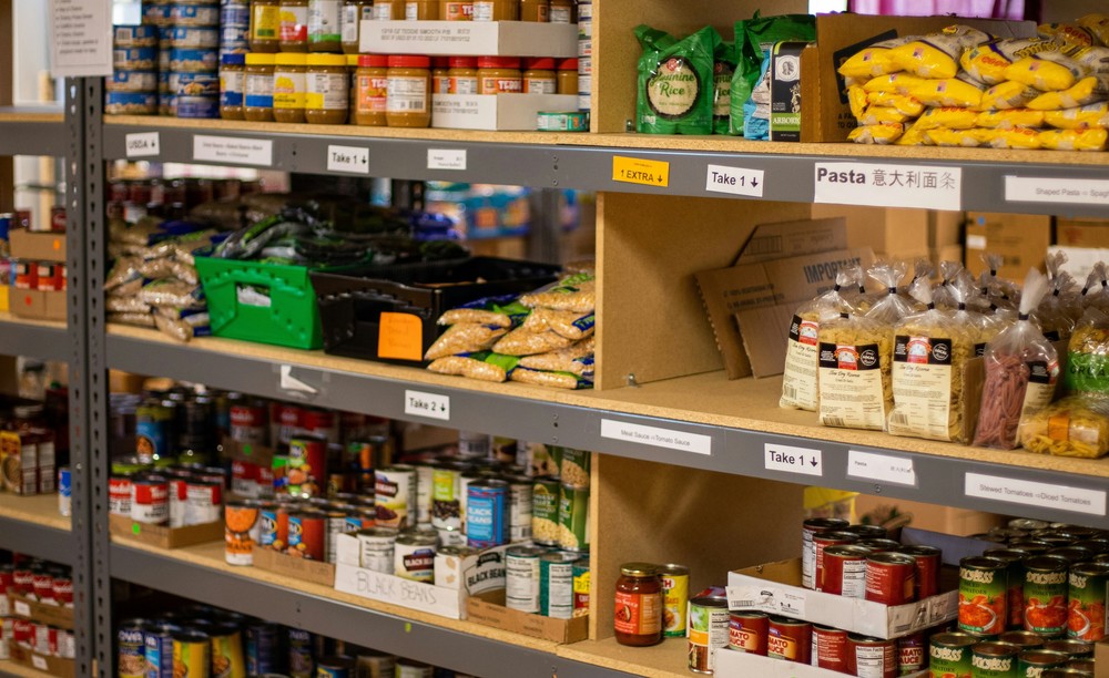 shelves of food