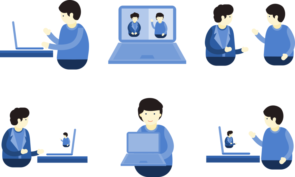 cartoons of people on computers