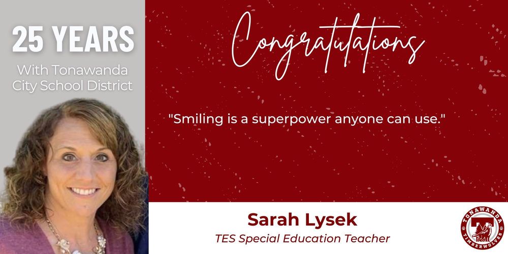 Congratulations, 25 years, Sarah Lysek