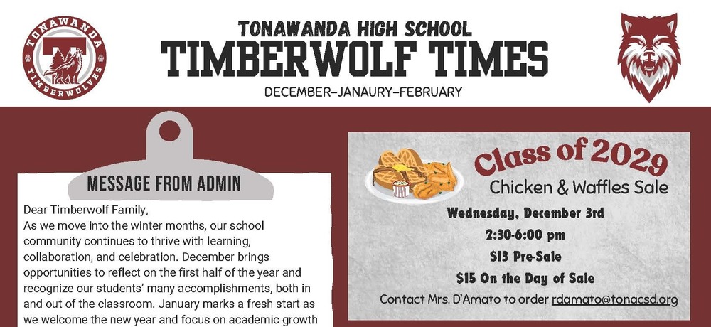 THS Timberwolf Times Winter 2025-26 header