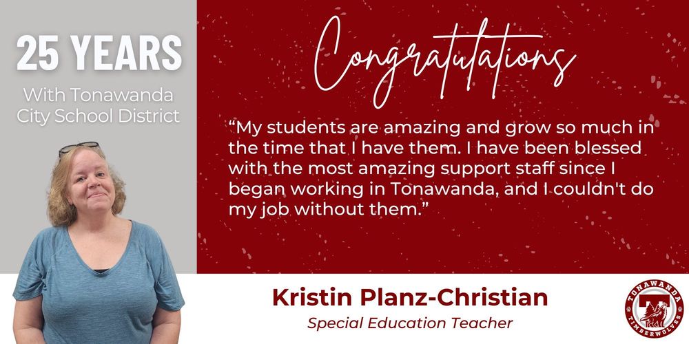 congratulations, 25 years, kristin planz-christian, special education teacher