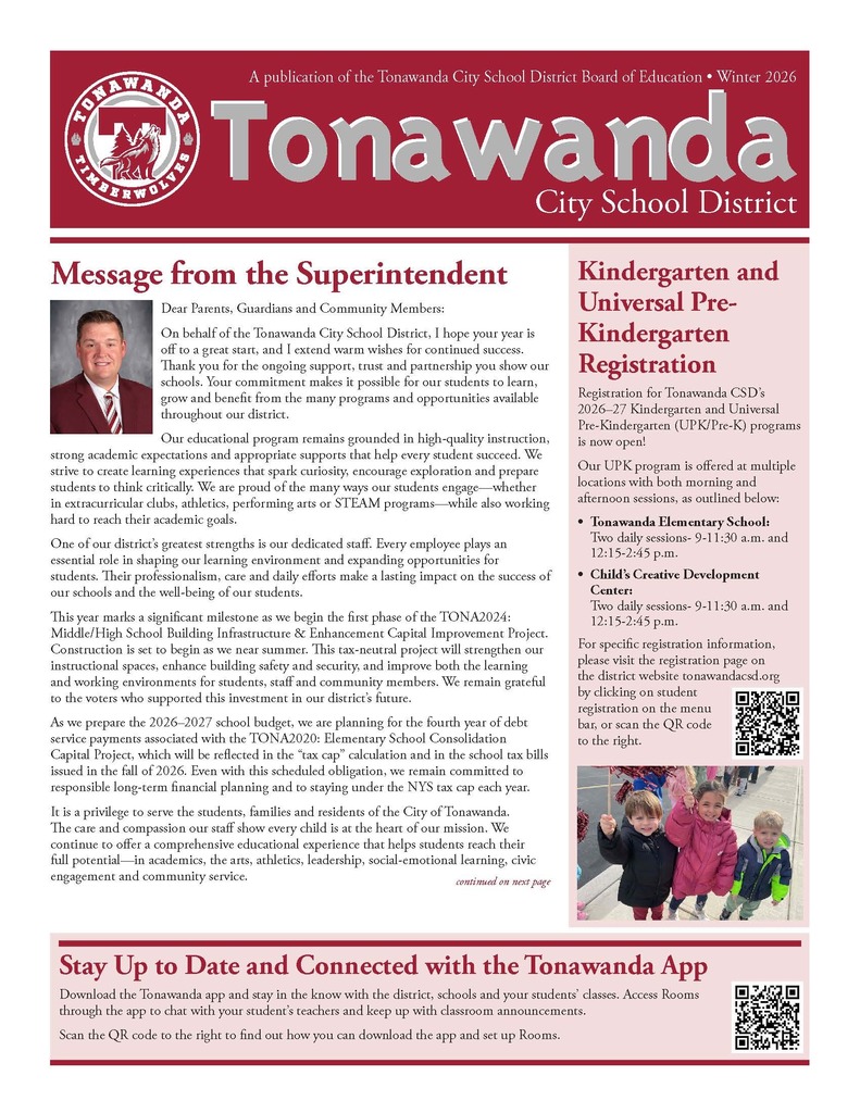 TCSD Winter Newsletter header
