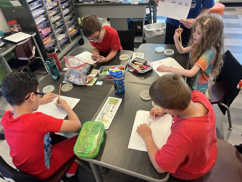 students at table working on science experiments