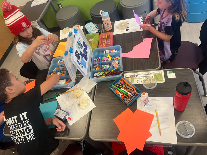 students at table working on science experiements