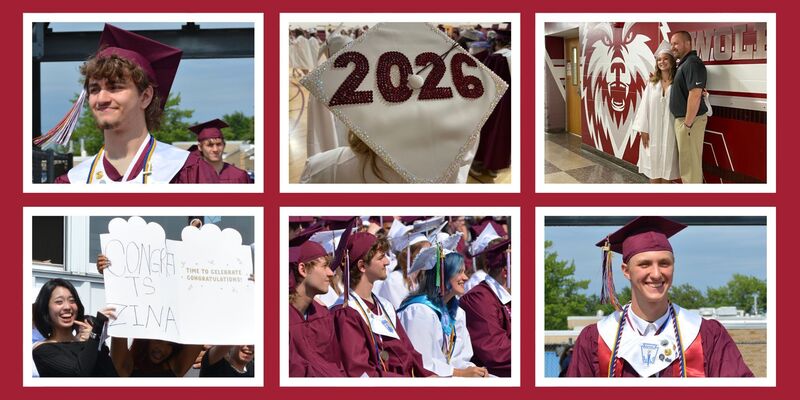 collage of graduation photos-hugs, smiles and celebrating