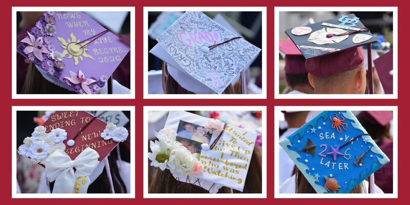 collage of graduation photos-hugs, smiles and celebrating