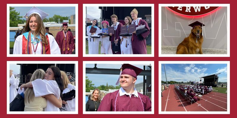 collage of graduation photos-hugs, smiles and celebrating