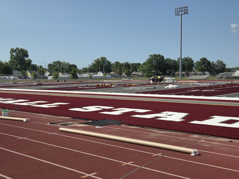 close up of side of footballl field turf